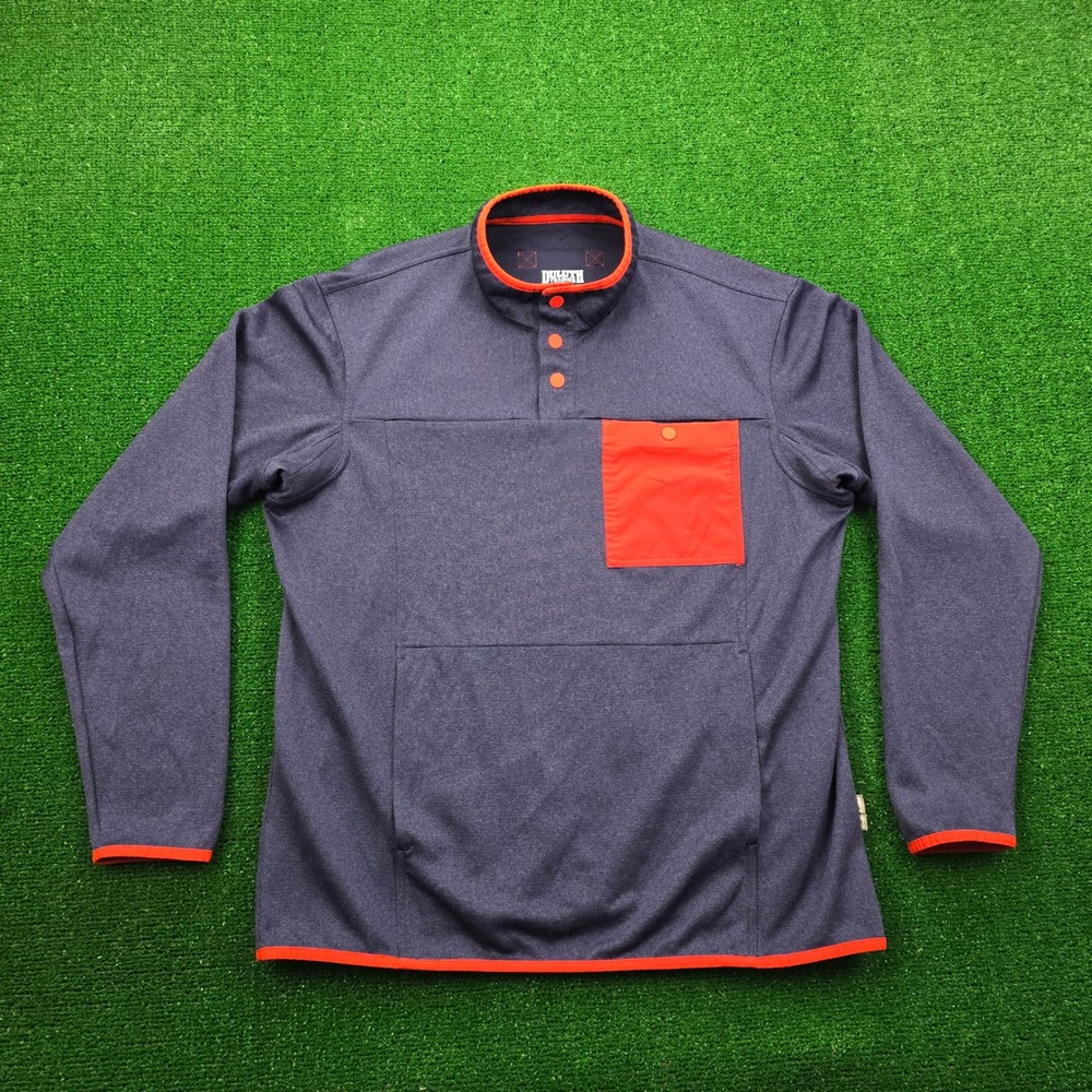 Duluth Trading Sweater Mens Large‎ Blue River Falls Snap Mock Pullover Outdoors